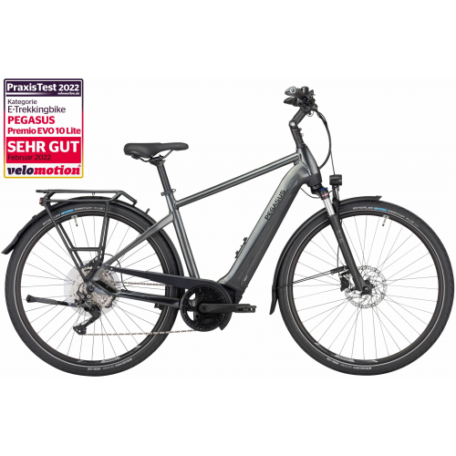 PEGASUS Premio Evo 10 Lite (625 Wh), 10 Gang Kettenschaltung, Herrenfahrrad, Diamant, Modell 2022/2023, 28 Zoll 60 cm black chrome matt/black matt