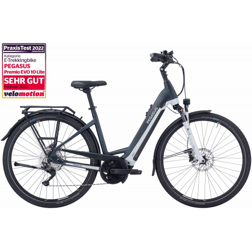 PEGASUS Premio Evo 10 Lite (625 Wh), 10 Gang Kettenschaltung, Damenfahrrad, Wave, Modell 2022/2023, 28 Zoll 55 cm saphire black matt/cool grey