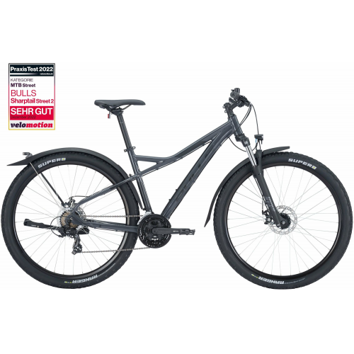 BULLS Sharptail Street 2 29, 21 Gang Kettenschaltung, Herrenfahrrad, Diamant, Modell 2024, 29 Zoll 46 cm nano grey