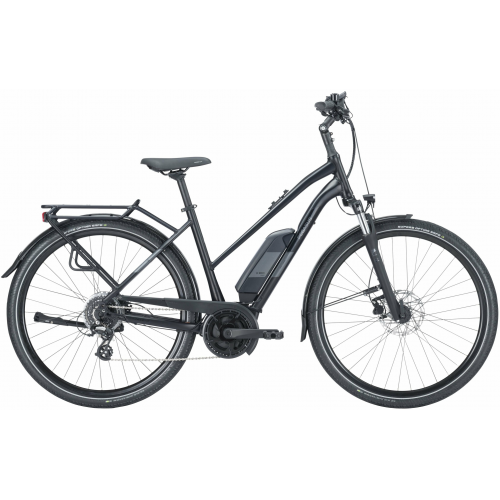 Pegasus Solero E8 Plus (500 Wh), 8 Gang Kettenschaltung, Damenfahrrad, Trapez, Modell 2024, 28 Zoll 45 cm black matt