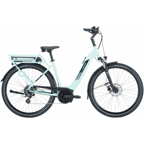 Pegasus Solero E8 Plus (500 Wh), 8 Gang Kettenschaltung, Damenfahrrad, Wave, Modell 2024, 28 Zoll 50 cm celeste green