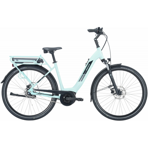 Pegasus Solero E8R Plus (500 Wh), 8 Gang Nabenschaltung, Damenfahrrad, Wave, Modell 2024, 28 Zoll 55 cm celeste green