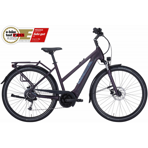 Pegasus Solero Evo 9 (500 Wh), 9 Gang Kettenschaltung, Damenfahrrad, Trapez, Modell 2024, 28 Zoll 50 cm deep berry