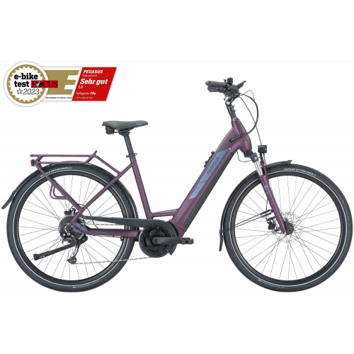 Pegasus Solero Evo 9 (500 Wh), 9 Gang Kettenschaltung, Damenfahrrad, Wave, Modell 2024, 28 Zoll 50 cm deep berry