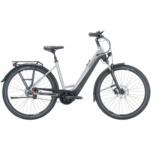 Pegasus Premio Evo 5F Belt (500 Wh), 5 Gang Nabenschaltung, Damenfahrrad, Wave, Modell 2024, 28 Zoll 55 cm silver / black