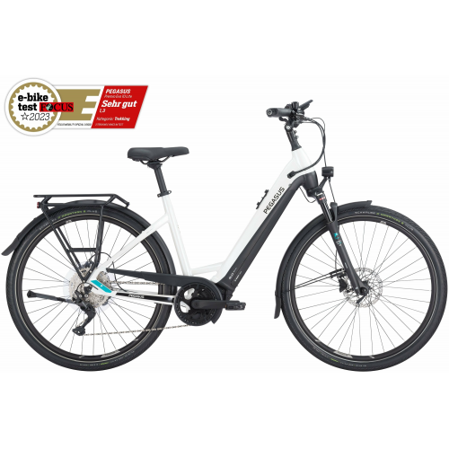 Pegasus Premio Evo 10 Lite (500 Wh), 10 Gang Kettenschaltung, Damenfahrrad, Wave, Modell 2024, 28 Zoll 45 cm metallic off white