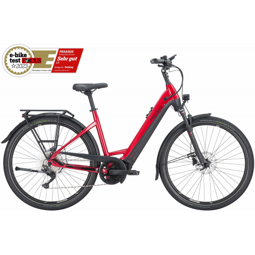 Pegasus Premio Evo 10 Lite (500 Wh), 10 Gang Kettenschaltung, Damenfahrrad, Wave, Modell 2024, 28 Zoll 45 cm hyper red