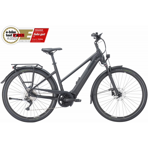 Pegasus Premio Evo 10 Lite (625 Wh), 10 Gang Kettenschaltung, Damenfahrrad, Trapez, Modell 2024, 28 Zoll 45 cm black matt