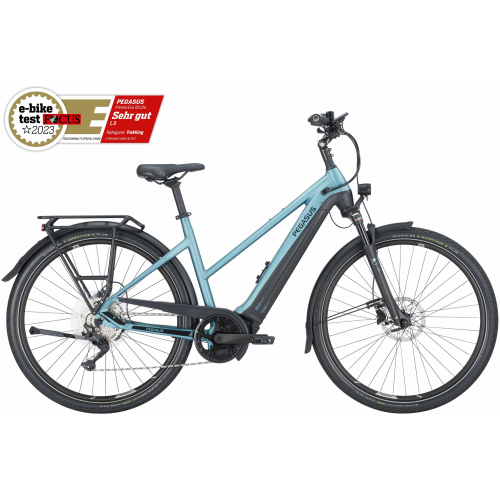 Pegasus Premio Evo 10 Lite (750 Wh), 10 Gang Kettenschaltung, Damenfahrrad, Trapez, Modell 2024, 28 Zoll 50 cm summit lake blue