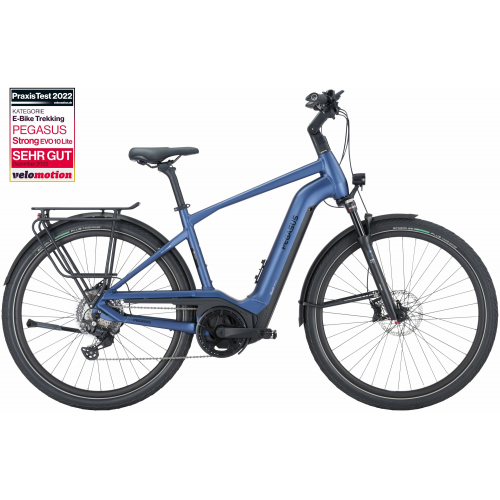 Pegasus Strong Evo 10 Lite (750 Wh), 10 Gang Kettenschaltung, Herrenfahrrad, Diamant, Modell 2024, 28 Zoll 55 cm steel blue