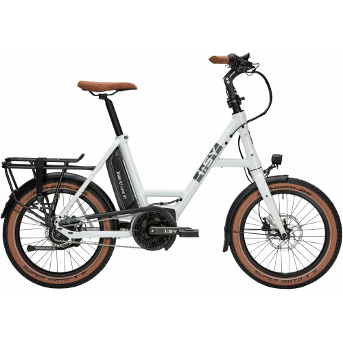 i:SY S8 F B (500 Wh), 8 Gang Nabenschaltung, Unisexfahrrad, Kompakt, Modell 2023, 20 Zoll 47 cm seashell white