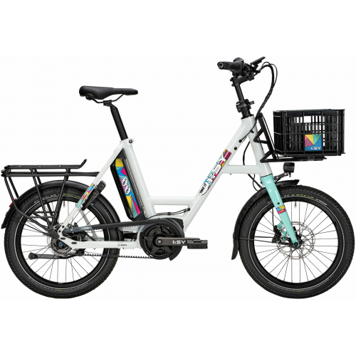 i:SY POP ART E5 ZR F (545 Wh), 5 Gang Nabenschaltung, Unisexfahrrad, Kompakt, Modell 2023, 20 Zoll 47 cm pop art white