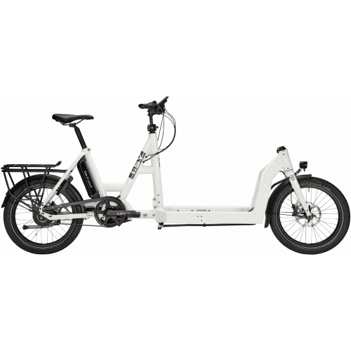 i:SY Cargo N3.8 ZR Maxi (545 Wh), stufenlose Nabenschaltung, Unisexfahrrad, Long John, Modell 2023, 20 Zoll 47 cm seashell white