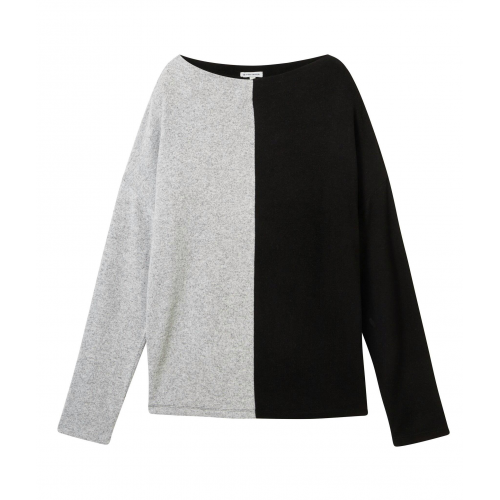 Tom Tailor Denim Pullover Colorblock black and grey