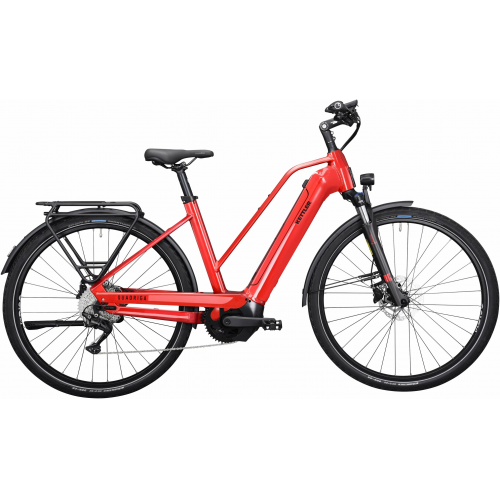 KETTLER Alu-Rad QUADRIGA CX10 LG (750 Wh), 10 Gang Kettenschaltung, Damenfahrrad, Trapez, Modell 2024, 28 Zoll 48 cm classic red shiny