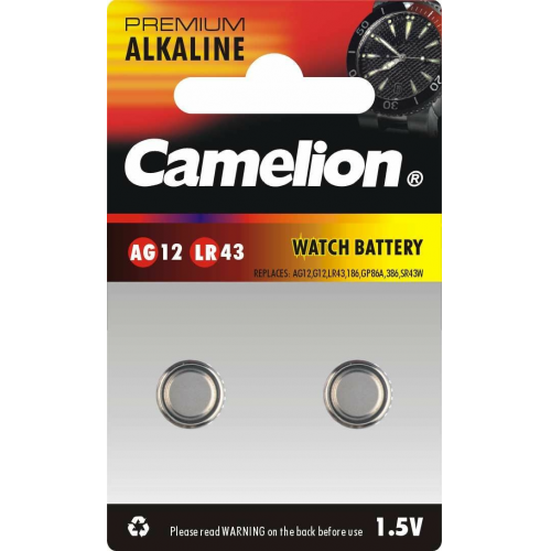 Camelion AG 12 / LR43 Knopfzelle 2Stück silber