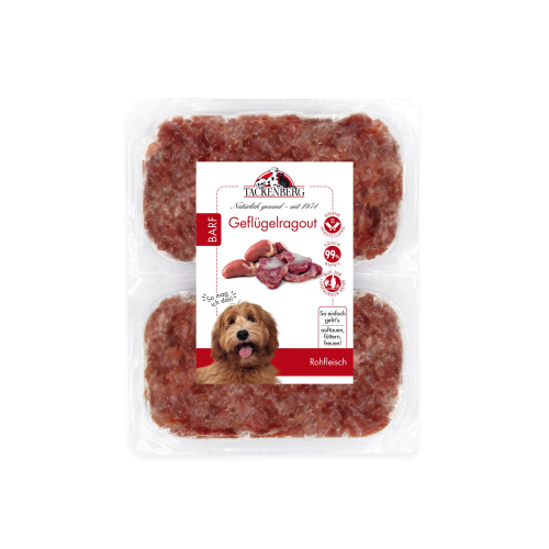 BARF Geflügelragout für Hunde & Katzen  - 500 g - Premiumqualität von Tackenberg