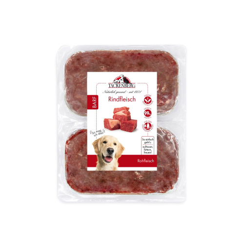 BARF Rindfleisch für Hunde & Katzen  - 500 g - Premiumqualität von Tackenberg