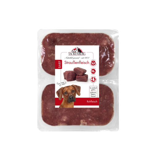 BARF Straußenfleisch für Hunde & Katzen  - 500 g - Premiumqualität von Tackenberg