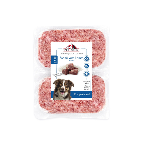 BARF Menü mit Lamm & Reis für Hunde  - 500 g - Premiumqualität von Tackenberg