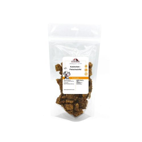 Fleischwürfel Kaninchen getrocknet für Hunde & Katzen  - 250 g - Premiumqualität von Tackenberg