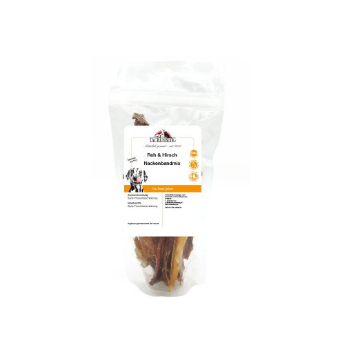 Nackenbandmix Reh & Hirsch getrocknet für Hunde  - 125 g - Premiumqualität von Tackenberg