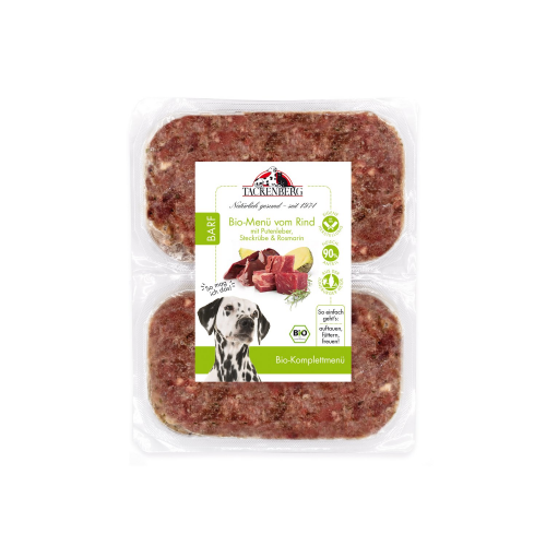 Bio BARF Menü Rind & Putenleber für Hunde  - 500 g - Premiumqualität von Tackenberg