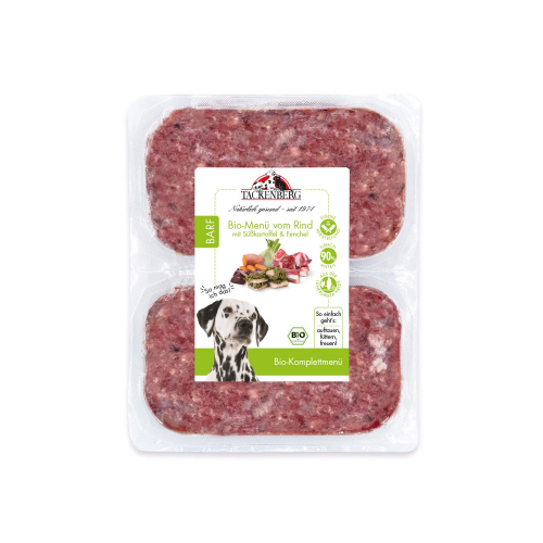 Bio BARF Menü Rind & Süßkartoffel für Hunde  - 500 g - Premiumqualität von Tackenberg