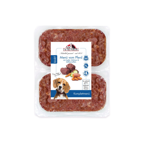 BARF Menü Pferd & Apfel für Hunde  - 500 g - Premiumqualität von Tackenberg