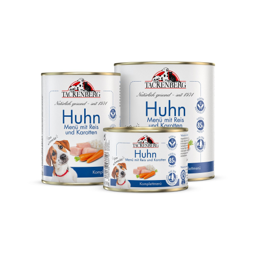 Nassfutter Menü Hähnchen & Langkornreis für Hunde  - 24 x 400 g - Premiumqualität von Tackenberg