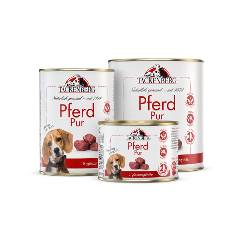 Nassfutter Pferd Pur für Hunde  - 24 x 200 g - Premiumqualität von Tackenberg