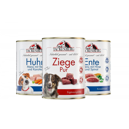 Premium Nassfutter Entdecker-Set für Hunde  - 6 x 400 g - Premiumqualität von Tackenberg