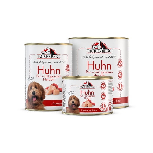 Nassfutter Huhn Pur mit ganzen Herzen für Hunde und Katzen  - 6 x 400 g - Premiumqualität von Tackenberg