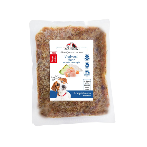 BARF-Vitalmenü für Hunde vom Huhn mit Lachs | Online bei Tackenberg - 500 g - Premiumqualität von Tackenberg