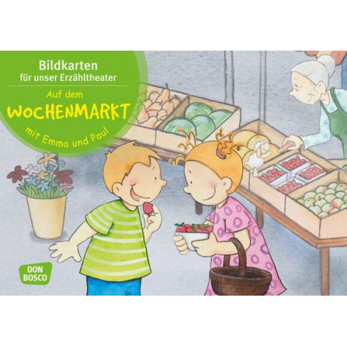 Monika Lehner - Auf dem Wochenmarkt mit Emma und Paul. Kamishibai Bildkartenset.