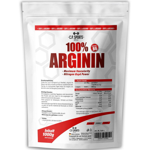 100% Arginin mit Vitamin B6 - 1000g