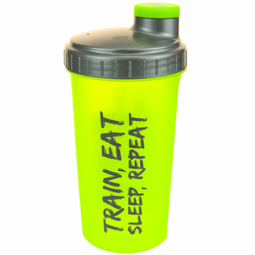 C.P. SPORTS Eiweiß Shaker 700ml neongelb - Train, Eat - Sleep, Repeat