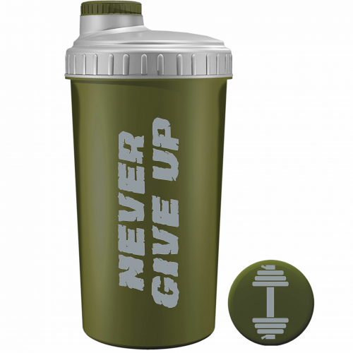 C.P. SPORTS Eiweiß Shaker 700ml oliv - never give up