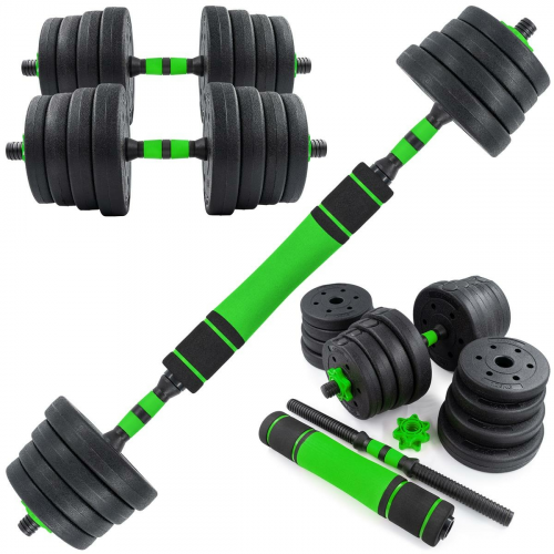 Kurz-Langhantelset - 30kg green-black