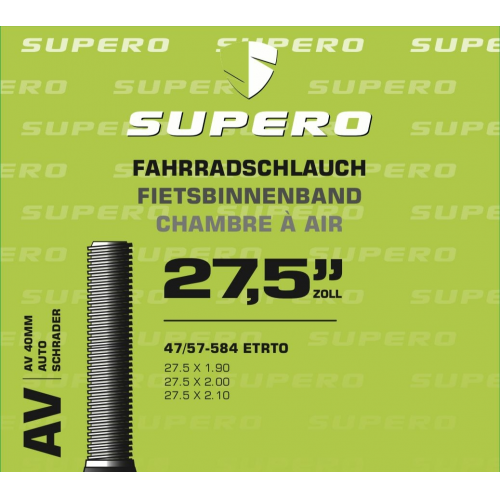 Supero Fahrradschlauch 27,5&quot; Schrader40 47/54-584 schwarz