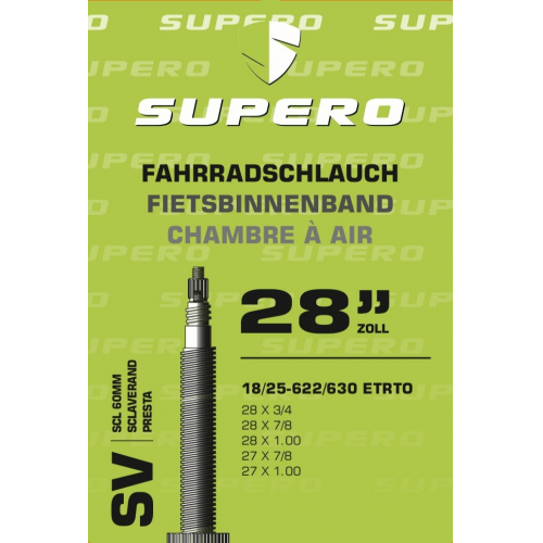 Supero Fahrradschlauch 28&quot; Scl.60 18/25-622-630 schwarz