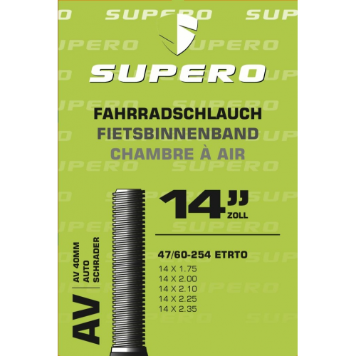 Supero Fahrradschlauch 14&quot; Schrader 47/60-254 schwarz