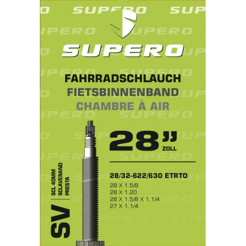 Supero Fahrradschlauch 28&quot; Scl.40 28/32-622/630 schwarz