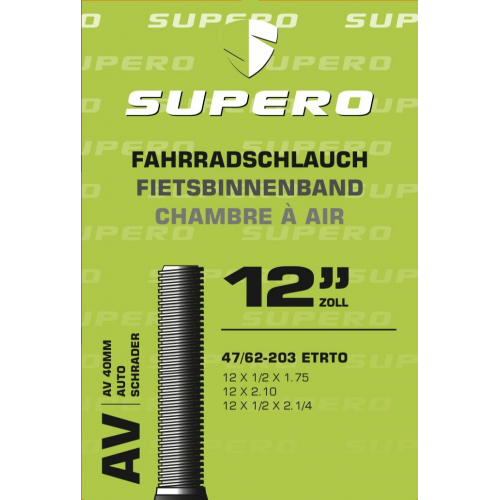 Supero Fahrradschlauch 12&quot; Schrader 47/62-203 schwarz