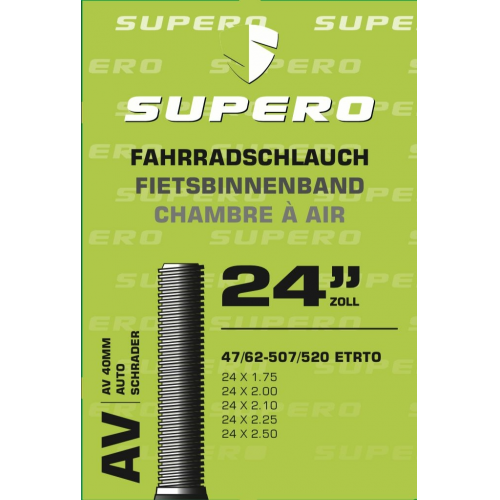 Supero Fahrradschlauch 24&quot; Schrader40 40/62-507/520 schwarz