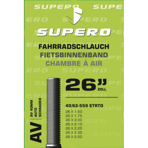 Supero Fahrradschlauch 26&quot; Schrader40 40/62-559 schwarz