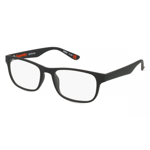 Superdry SDO Kabu Unisex-Brille inkl. Gläser Vollrand Eckig Kunststoff-Gestell 52mm/18mm/145mm, schwarz