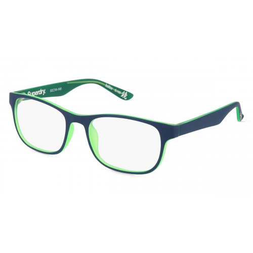 Superdry SDO Kabu Unisex-Brille inkl. Gläser Vollrand Eckig Kunststoff-Gestell 52mm/18mm/145mm, blau