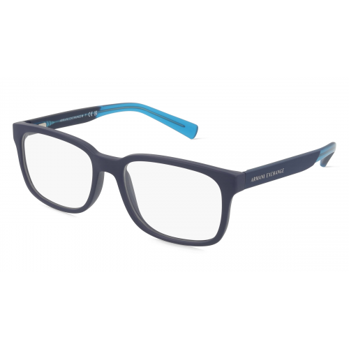 Armani Exchange AX3029 Herren-Brille inkl. Gläser Vollrand Eckig Kunststoff-Gestell 54mm/17mm/140mm, blau