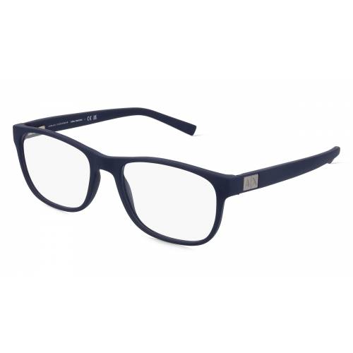 Armani Exchange AX3034 Herren-Brille inkl. Gläser Vollrand Eckig Kunststoff-Gestell 54mm/18mm/140mm, blau